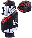 ASK ECHO T-Lock Golf Cart Bag with 14 Way Organizer Divider Top, Premium Cart Bag with Handles and Rain Cover for Men (White)