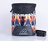 Noborou Chalk Bag for Rock Climbing + Crossfit + Weightlifting | Bouldering Chalk Bag | Wide Opening | Large Zippered Pocket | Adjustable and Removable Belt (Sunset Orange)