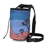 Climbing Chalk Bag for Adults and Kids with Drawstring Closure, Adjustable Quick Clip Waist Belt, Equipment for Indoor/Outdoor Training, Rock Climbing, Bouldering, or Weightlifting (Joshua Tree)