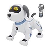fisca Remote Control Dog, RC Robotic Stunt Puppy Voice Control Toys Handstand Push-up Electronic Pets Dancing Programmable Robot with Sound for Kids Boys and Girls Age 6, 7, 8, 9, 10 Year Old