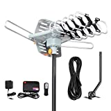 Digital Outdoor Amplified hd tv Antenna 150 Miles Range,Support 4K 1080p and 2 TVs with 33 ft Coax Cable,Adapter,mounting Pole