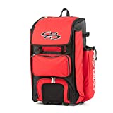Boombah Rolling Catchers Superpack 2.0 Baseball/Softball Gear Bag - 23-1/2' x 13-1/2' x 9-1/2' - Black/Red - Telescopic Handle - Holds 4 Bats - Wheeled Version