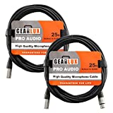 Gearlux XLR Microphone Cable Male to Female 25 Ft Fully Balanced Premium Mic Cable - 2 Pack