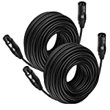 XLR Cables 50 Feet 2 Packs - MIKIZ Premium Balanced Microphone Mic Cord 3 Pin XLR Male to Female 50ft