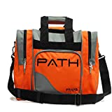 Pyramid Path Pro Deluxe Single Bowling Ball Tote Bowling Bag - Holds One Bowling Ball, One Pair of Bowling Shoes Up to Mens 15 Shoes and Accessories (Orange/Grey)
