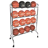 Champion Sports Four Tier Basketball Storage Cart Rack, 16 Ball Capacity (Silver)