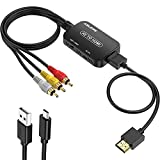 RCA to HDMI Converter,1080P Composite to HDMI Adapter with RCA Cable & HDMI Cable Supports PAL/NTSC for Roku/VHS/VCR/Blue-ray DVD Players-2021 Newest