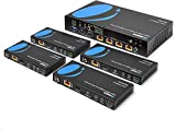 1x4 HDMI Extender Splitter HDBaseT 4K by OREI Multiple Over Single Cable CAT6/7 4K@60Hz 4:4:4 HDCP 2.2 With IR Remote EDID Management, HDR - Up to 400 Ft - Loop Out - Low Latency - Full Support