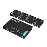 gofanco Prophecy 1x4 HDMI Extender Splitter 1080p Over Cat5e/Cat6/Cat7 Ethernet Cable with HDMI Loopout - Up to 50m/165ft - EDID Management, Bi-Directional IR Remote Control (1 in 4 Out / 4-Port)