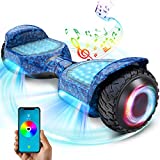 Gyroshoes Hoverboard Off Road with New LED Lights, 6.5' Wheels, 500W, Bluetooth Music Speaker, All Terrian Self Balancing Hoverboards for Kids and Adults Gift,Sun Blue
