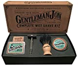 Gentleman Jon Complete Wet Shave Kit | Includes 6 Items: One Safety Razor, One Badger Hair Brush, One Alum Block, One Shave Soap, One Stainless Steel Bowl and Five Razor Blades