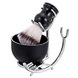 CCbeauty Shaving Brush and Bowl Kit for Men, 3-IN-1 Wet Shave Brush Set Includes Shaving Brushes, Stainless Steel Large-Capacity Shaving Cup Mug,3.23'' Safety Razor Stand Holder Birthday Gifts for Him