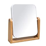 YEAKE Vanity Makeup Mirror with Natural Bamboo Stand,8 Inch 1X/3X Magnification Double Sided 360 Degree Swivel Magnifying Mirror,Portable Table Desk Countertop Mirror Bathroom Shaving Make Up Mirror