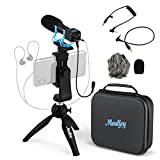 Moukey Video Microphone, Camera Microphone with Monitoring Function & Various Vlogging Accessories, Shotgun Mic for iPhone, Android Phone, Canon/Nikon/Sony Camera & Camcorder