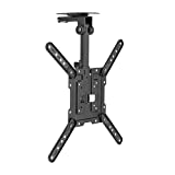 Mount Plus CM344 Flip Down TV and Monitor Roof Ceiling Mount | Fits Flat TV 23 to 55 Inches | VESA Compatible 200x200, 400x400 | Height Adjustable | Pitched Roof