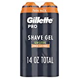 Gillette PRO Shaving Gel for Men Cools to Soothe Skin and Hydrates Facial Hair, TWIN PACK - Total 14oz