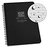 Rite In The Rain All-Weather Side-Spiral Notebook, 4 5/8' x 7', Black Cover, Universal Pattern (No. 773)