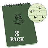 Rite In The Rain Weatherproof Top Spiral Notebook, 4' x 6', Green Cover, Universal Pattern, 3 Pack (No. 946-3)