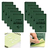 10 Packs All Weather Shower Waterproof Notebook, MOAMUN Pocket Size Tactical Notepad Top Spiral Memo Notes Green Grid Paper Eye Protection for Outdoor Activities Recording (3.2 x 5.5 in)