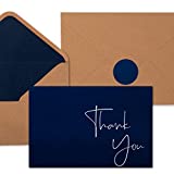 100 Navy Blue Thank You Cards with Envelopes & Stickers | Classy Thank You Notes Bulk Box Set | Large Professional Looking 4” x 6' Cards Perfect for Business, Graduation, Baby Shower & Wedding
