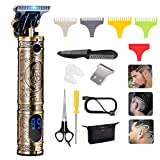 MOTLATA Hair Clippers for Men Zero Gapped Trimmer Professional T Blade Trimmer Cordless Hair Cutting Pro Li Outline Trimmer Detail Haircut Barber 0mm Baldheaded Liner Edger Clipper Rechargeable Gold