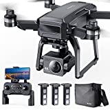 Bwine 4K GPS Drone 3-Aix Gimbal Foldable Drones with 4K-UHD Camera for Adults Beginner, 3KM 5GHz FPV Transmission, Hover Hold Quadcopter with 1806 Brushless Motor L6 Wind Resistance, 75 Mins Long Flight