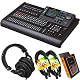 Tascam DP-32SD 32-Track Digital Portastudio Multi-Track Audio Recorder with Pro Headphone and Pair of EMB XLR Cables and Gravity Magnet Phone Holder Bundle