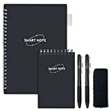 Smart Reusable Notebook Set, Eco-Friendly Planner Organizer Notebooks(5.9''x8.5''), Mini Dot-Grid Notepad(3.5''x5.5'') with 2 Erasable Pens & 1 Microfiber Cloth Included(Black)