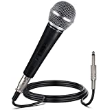 Pyle Professional Dynamic Vocal Microphone - Moving Coil Dynamic Cardioid Unidirectional Handheld Microphone with ON/OFF Switch Includes 15ft XLR Audio Cable to 1/4'' Audio Connection - PDMIC59