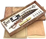 SCHOWE Antique Two-Color Feather Pen Quill Pen Dip Pen With Envelope Writing Paper Calligraphy Pen and Ink Set(pheasant)