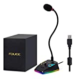 USB Computer Microphone, FDUCE PC Goose-Neck Mic Microphone for Computer with Mute Button and RGB Rainbow Light for Zoom, Skype, YouTube, Facebook, Recording, Meeting, Podcast, Games