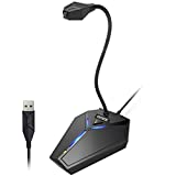 USB Computer Microphone, Plug &Play Desktop Omnidirectional Condenser PC Laptop Mic, Mute Button with LED Indicator, Compatible with Windows/Mac, Ideal for YouTube, Skype, Recording, Games(1.8m /6ft)