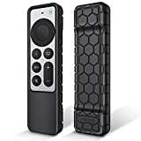 Fintie Protective Case for Apple TV Siri Remote 2021 - Honey Comb Lightweight Anti Slip Shockproof Silicone Cover for Apple TV 4K / HD Siri Remote Controller (2nd Generation), Black