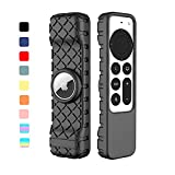 2021 Remote Case for Apple Siri Remote (2nd Gen),Anti-Lost Protective Anti-Slip Durable Silicon Shockproof Rubber Cover for Apple 4K HD TV Siri Remote (2nd Generation) AirTag Applicable (Black)