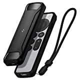 Spigen Rugged Armor Designed for 2021 Apple TV 4K Siri Remote 2nd Generation Case Cover with Shockproof Magnetic Technology and Wrist Strap (Metal Plate and Magnetic Included) - Black