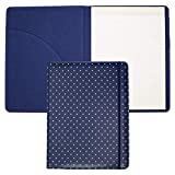Kate Spade New York Blue Leatherette Notepad Folio, Professional Padfolio with Lined Writing Pad, Interior Pocket, and Pen Loop, Larabee Dot Navy