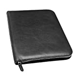 Maruse Personalized Italian Leather Executive Padfolio, Leather Portfolio Laptop Sleeve with Zip Closure and Writing Pad, Custom Black