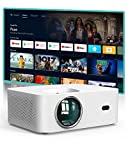 Native 1080p Projector, Android TV 9.0 Movie Projector 4K Supported, 350 ANSI Lumens, Home Theater Porjector with WiFi and Bluetooth, Keystone Correction, 40'-130' Video Projector, Pokitter X1 Pro