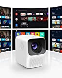 Ultra Compact Projector Native 1080p, Android TV 9.0 Movie Projector 4K Supported, 9000L, Portable Porjector with WiFi and Bluetooth, Keystone Correction, 40'-130' Image, Pokitter T2 Max