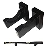 Baseball Bat Display Holder Rack for Wall Mount - Replaces Case or Stand - Solid Wood w/Felt Liner and Hidden Screws- Natural or Black Color Option (Black)