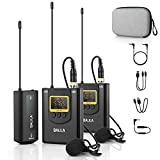 Wireless Lavalier Microphone System BALILA UHF Dual Lavalier Mic Lapel Microphone for iPhone/Android, DSLR Camera Microphone Real-time Audio Monitor Recording Vlog Transmitter 2 + Receiver 1