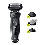 Braun Electric Razor for Men Foil Shaver with Precision Beard Trimmer, Body Groomer, Rechargeable, Wet & Dry with EasyClean & Charging Stand, Black, 6 Piece Set