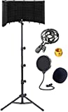 GLEAM Microphone Isolation Shield - Tripod Stand 2 ft 6' to 5 ft 10' Height Adjustable Stand Compatible w/Blue Yeti, AT2020, AKG, Rode Microphones