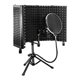 Iouyk Microphone Isolation Shield, Shield with Pop Filter and Tripod, High Density Absorbent Foam to Filter Vocal. Mic Shield for Blue Yeti and Any Condenser Microphone Recording Equipment Studio