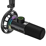 USB Gaming Microphone, FIFINE RGB Dynamic Mic for PC, with Tap-to-Mute Button, Plug & Play Cardioid Mic with Headphone Jack for Streaming, Podcast, Twitch, YouTube, Discord- K658