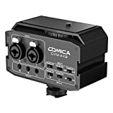 DSLR Preamp, Comica CVM-AX3 XLR Microphone Audio Mixer, Dual XLR/3.5mm/6.35mm Port Camera Mixer, Video Adapter with Real-time Monitoring for Canon Nikon Sony Panasonic DSLR Camera Camcorder