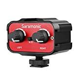 DSLR Audio Adapter,Saramonic SR- AX100 Microphone Audio Mixer Universal Dual Channels Microphone Amplifier Adapter for use with Shooting Video Recording Mic Accessories with 2 Channel 3.5mm