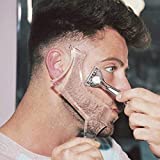 Men's Beard Shaping Tool With Inbuilt Comb Transparent Template Styling Comb Templates for Goatee Mustache Sideburns, Jaw Cheek/Neck Line, Symmetric/Curve/Step Cut (Clear)