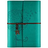 Leather Journal Notebook, Refillable Travelers Journals for Women Girls, Ruled Diary Writing Journal to Write in A5 (Blue）