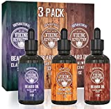 Beard Oil Conditioner 3 Pack - All Natural Variety Set - Sandalwood, Pine & Cedar, Clary Sage Conditioning and Moisturizing for a Healthy Beard by Viking Revolution